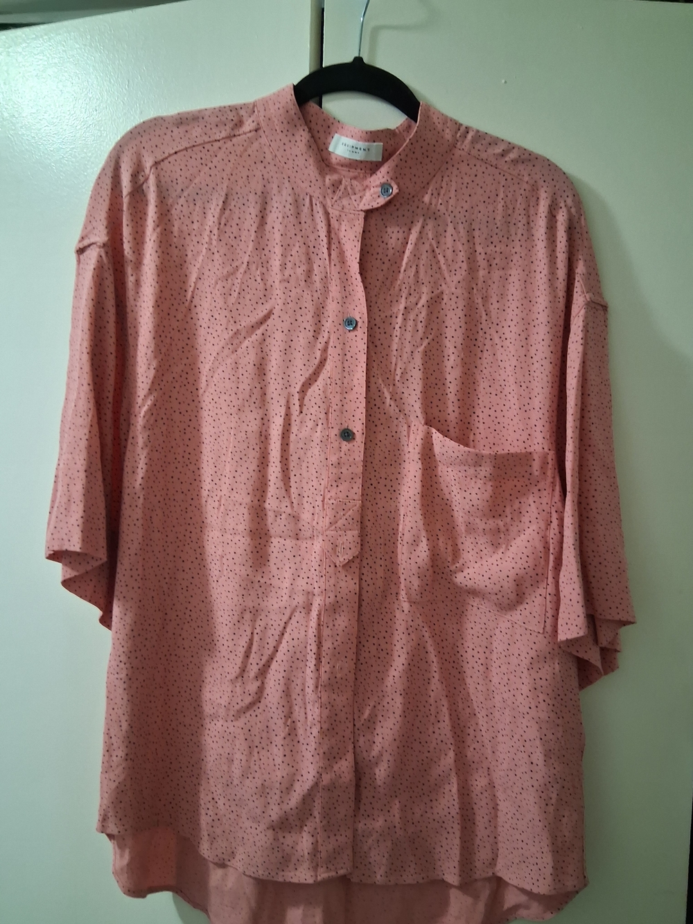 Equipment FEMME Ladies Pink/black Dot-Print Casual Shirt Jacket XL